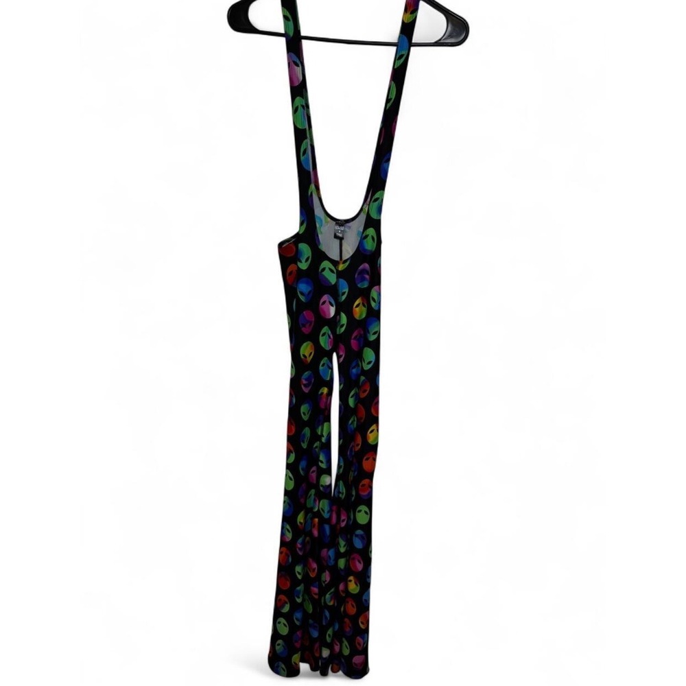 Little Black Diamond Alien Rainbow Bell Bottom Overalls Festival Flare Pants S
